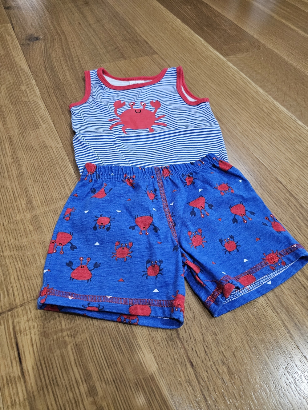 Blue & Red Crab Print Kids Pajama Set